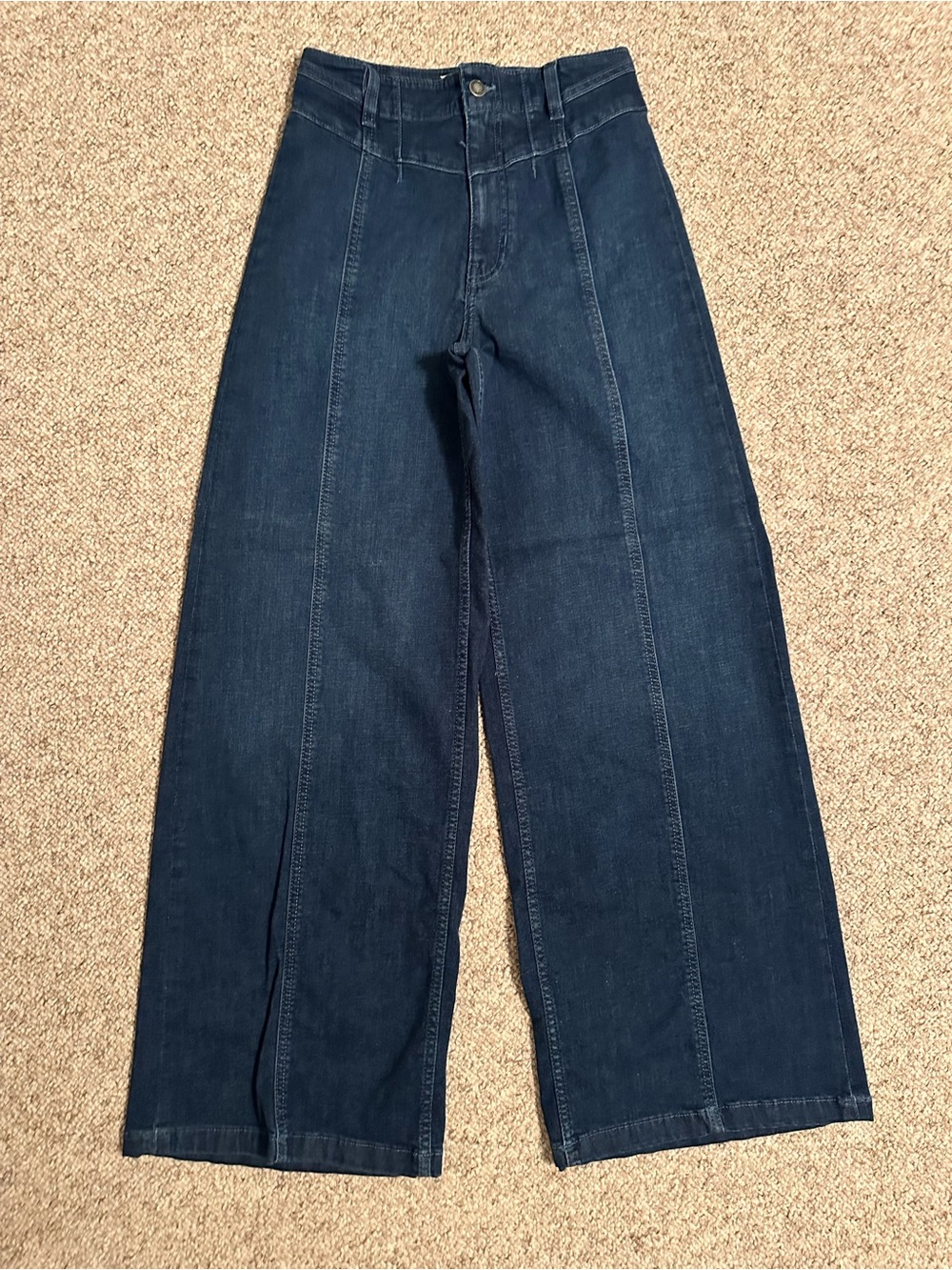 We The Free High-Rise Wide Leg Jeans - Dark Blue